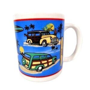 Islander Retro Coffee Mug Tea Cup Woody Car Surfboards Hawaii Maui Pacific